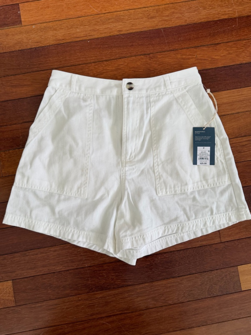 Target Cream High-Waist Utility Shorts with Front Pockets